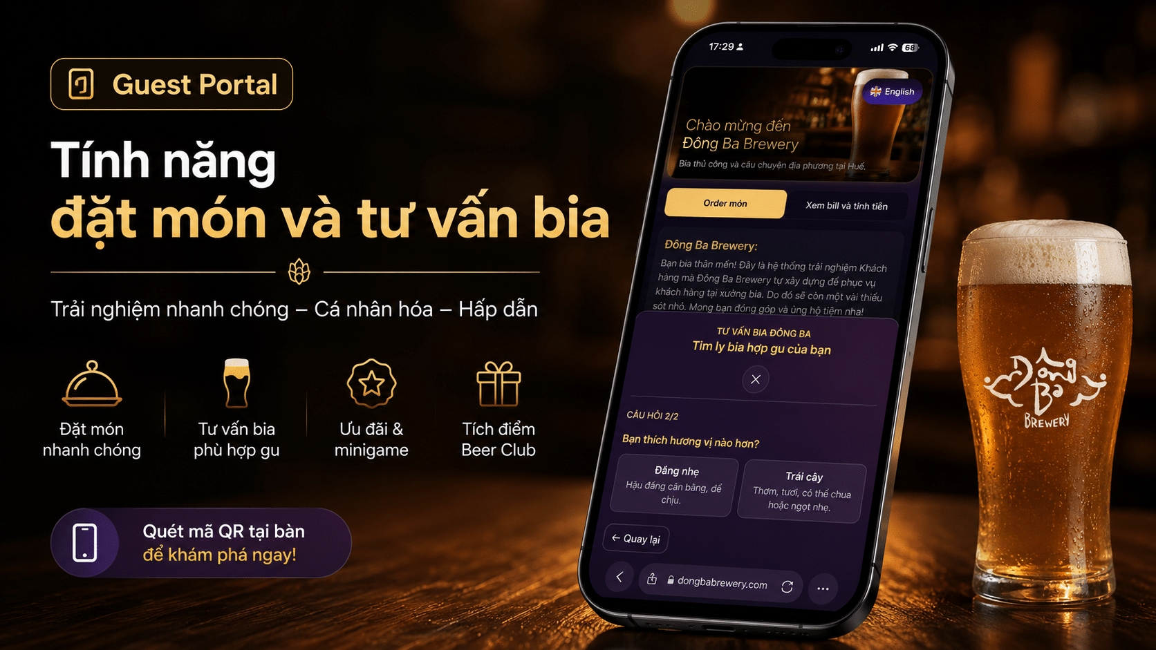 Guest Portal: Cổng tiện ích dành cho khách tại Đông Ba Brewery