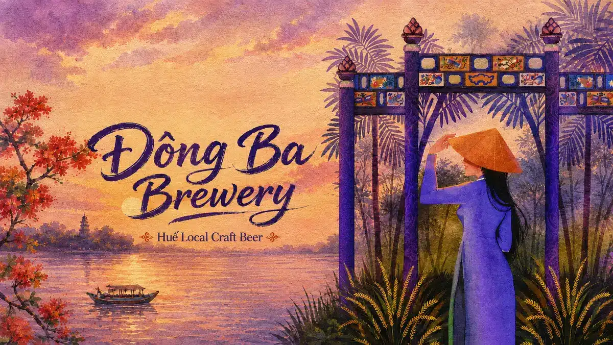Không gian taproom và xưởng bia Đông Ba Brewery tại Huế