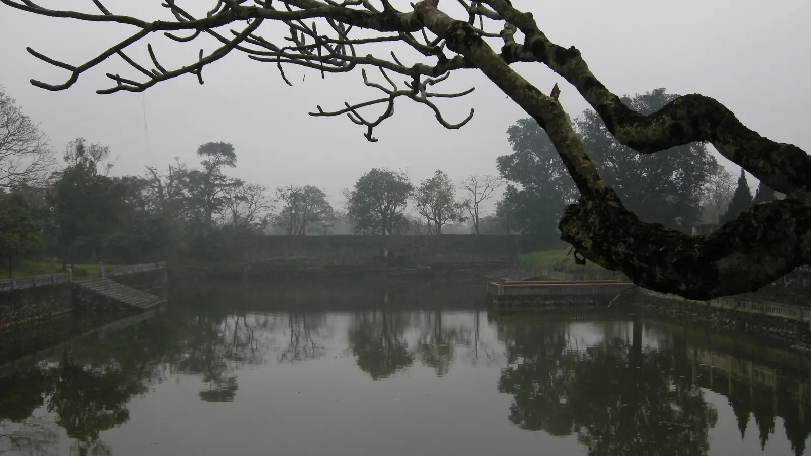 Moat and stone walls beside the Imperial City of Huế