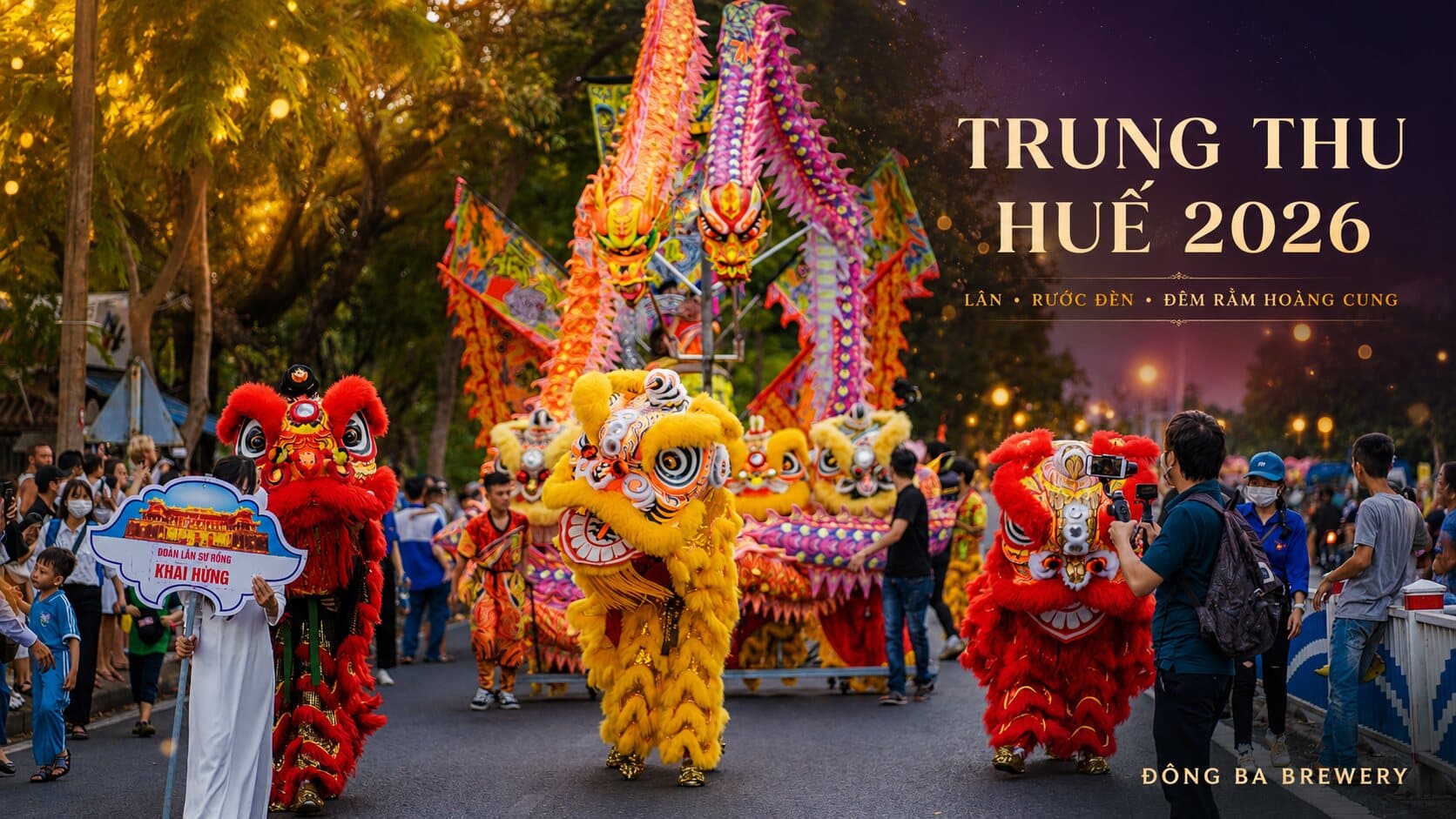 Trung thu Huế 2026: Lịch Ngày hội Lân, rước đèn và Đêm rằm Hoàng cung